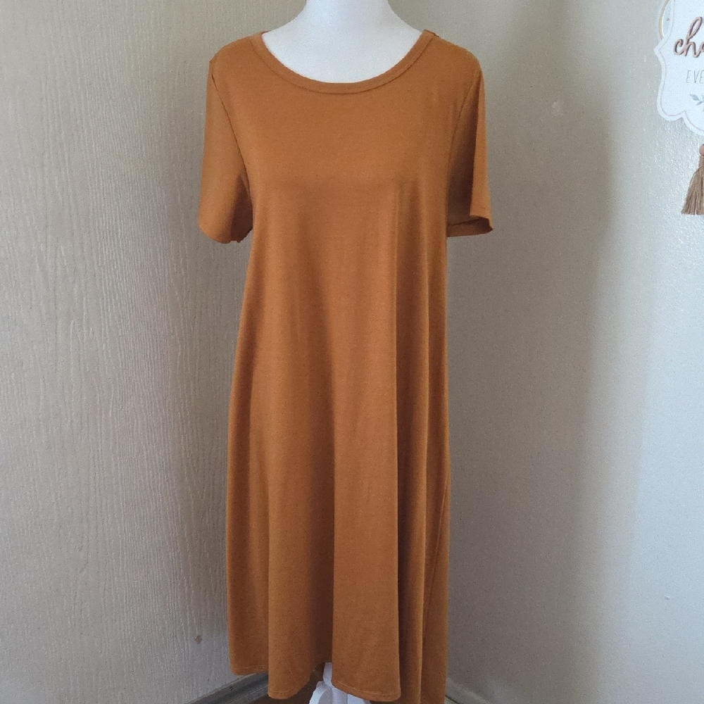 LuLaRoe Carly Warm Brown Midi Dress
